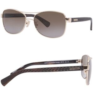 Coach Gold Sunglasses with Dark Brown Gradient Lenses